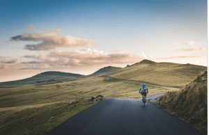 Cycling on a back road